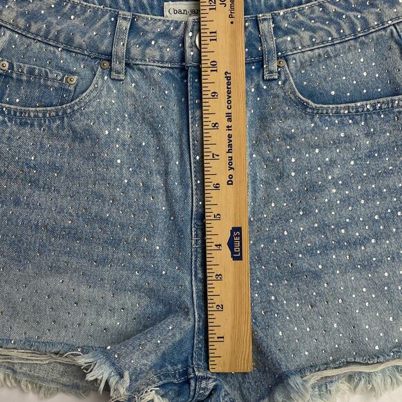 Rhinestone Festival Sparkle Cutoff Distressed Denim Shorts Pockets Sz 5 / 26 - Picture 4 of 10